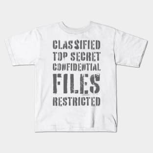 Classified Files Typography Stack (Grey) Kids T-Shirt